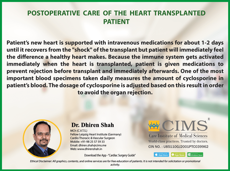 Postoperative care of the heart transplanted patient