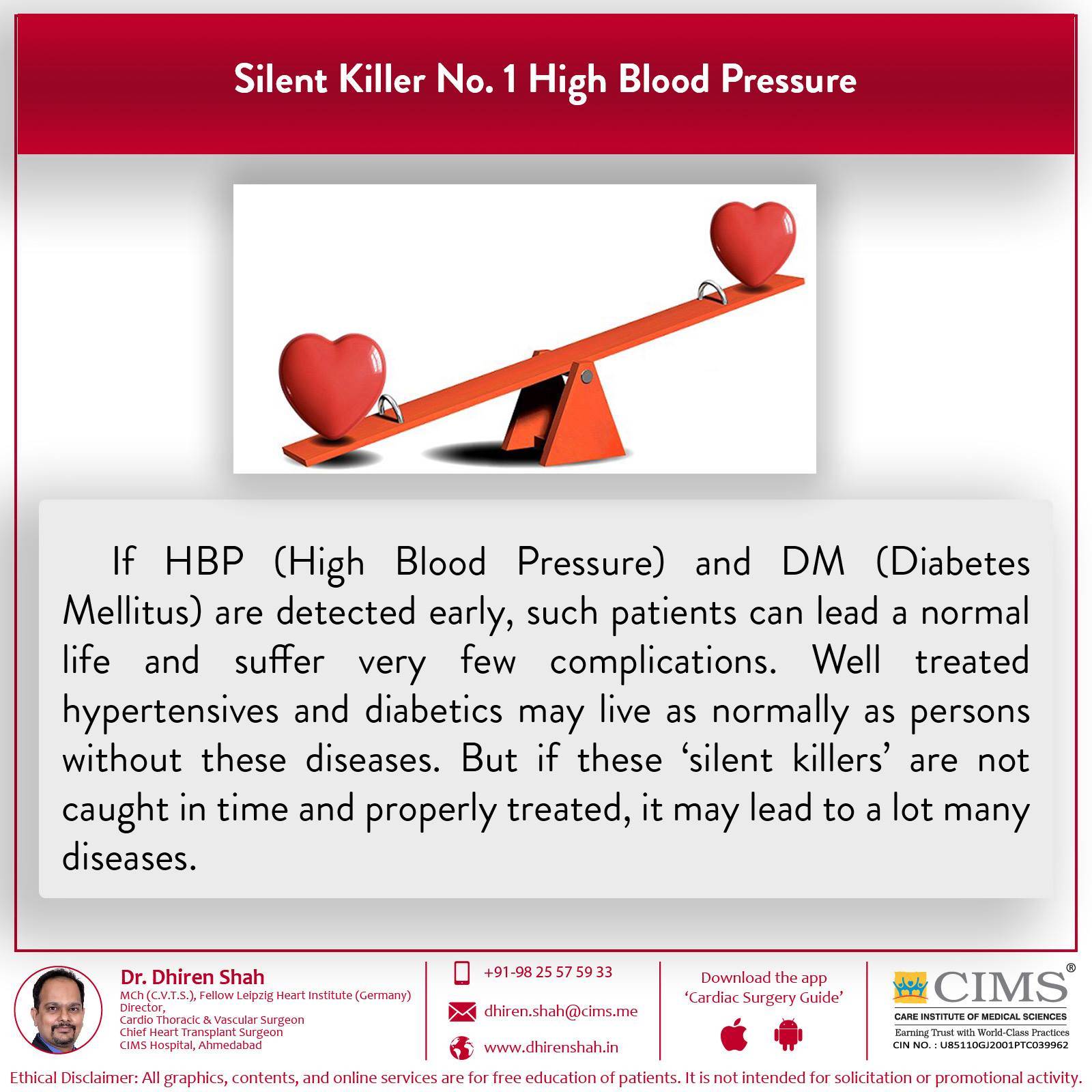 Silent killer No.1 high blood pressure.