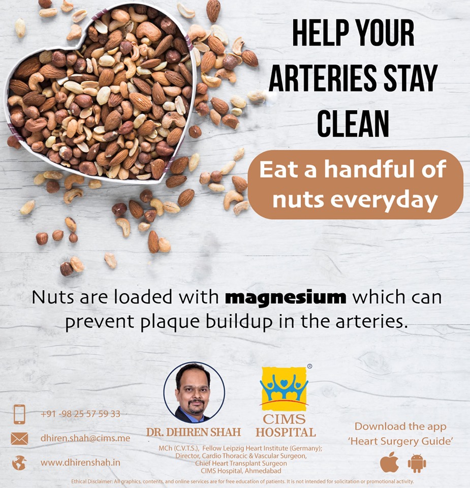 Help your arteries stay clean, eat a handful of nuts everyday!